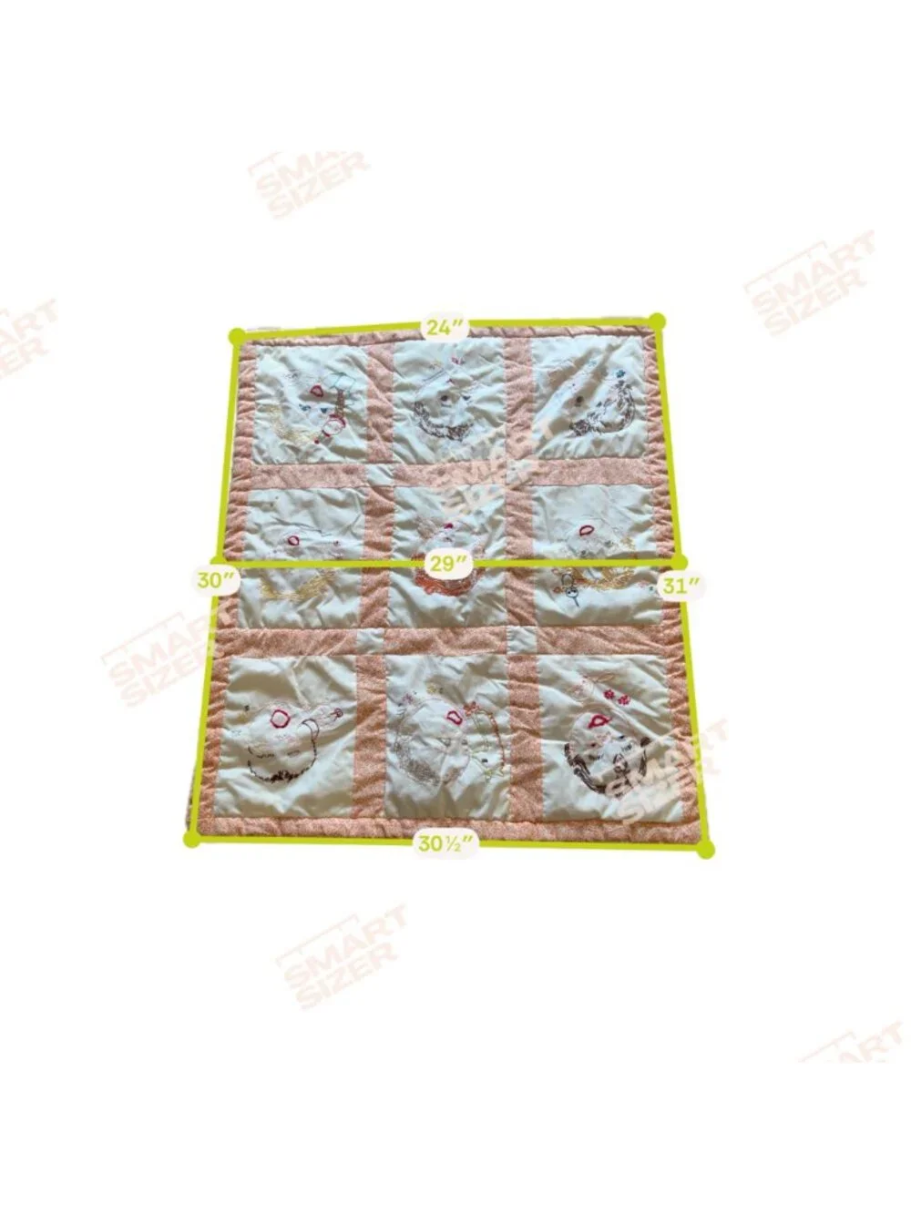 Vintage Handmade Baby Quilt Embroidered Baby Faces Orange Floral Border Unique